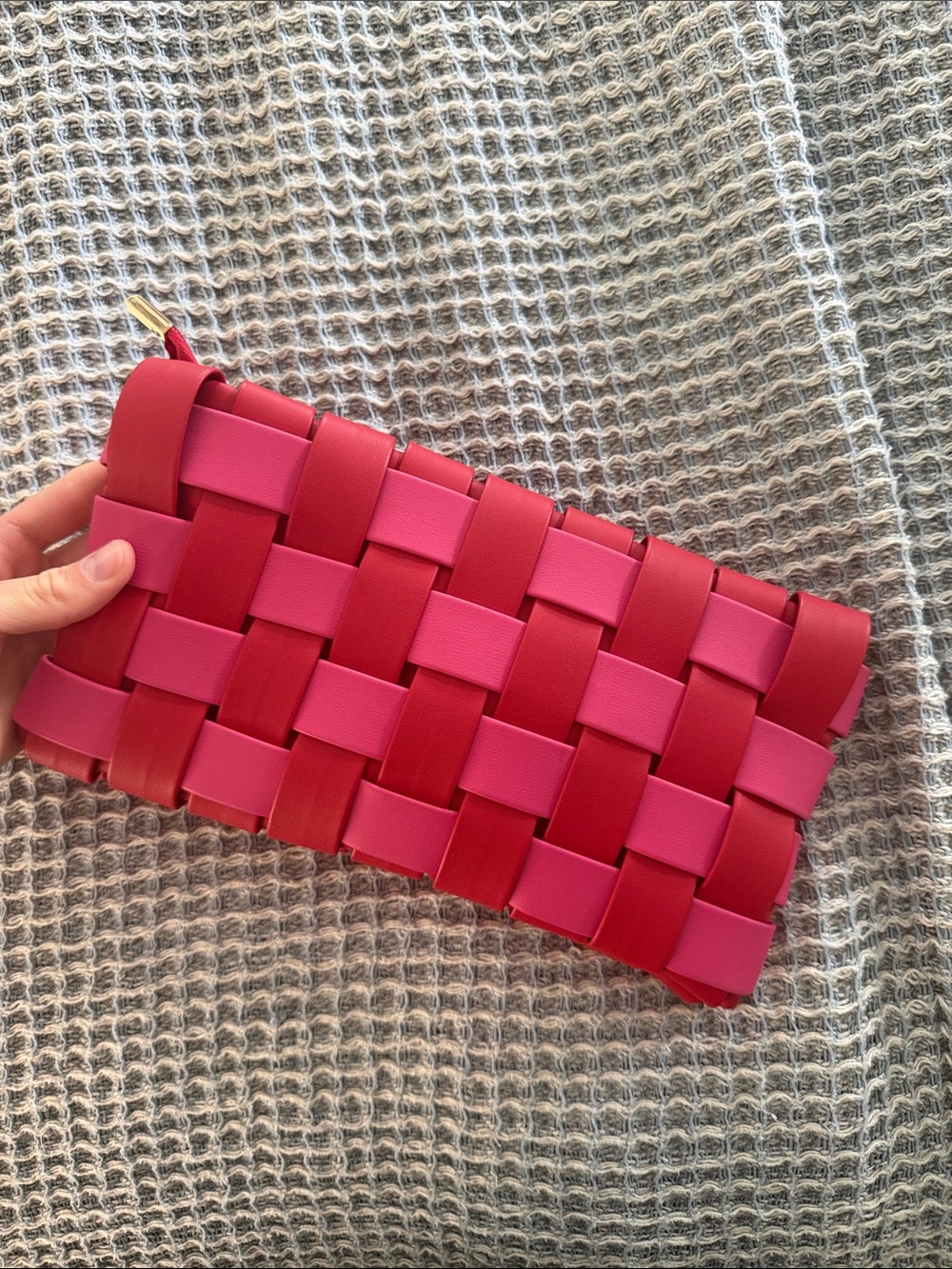 Anthropologie Woven Pink & Red Clutch Bag